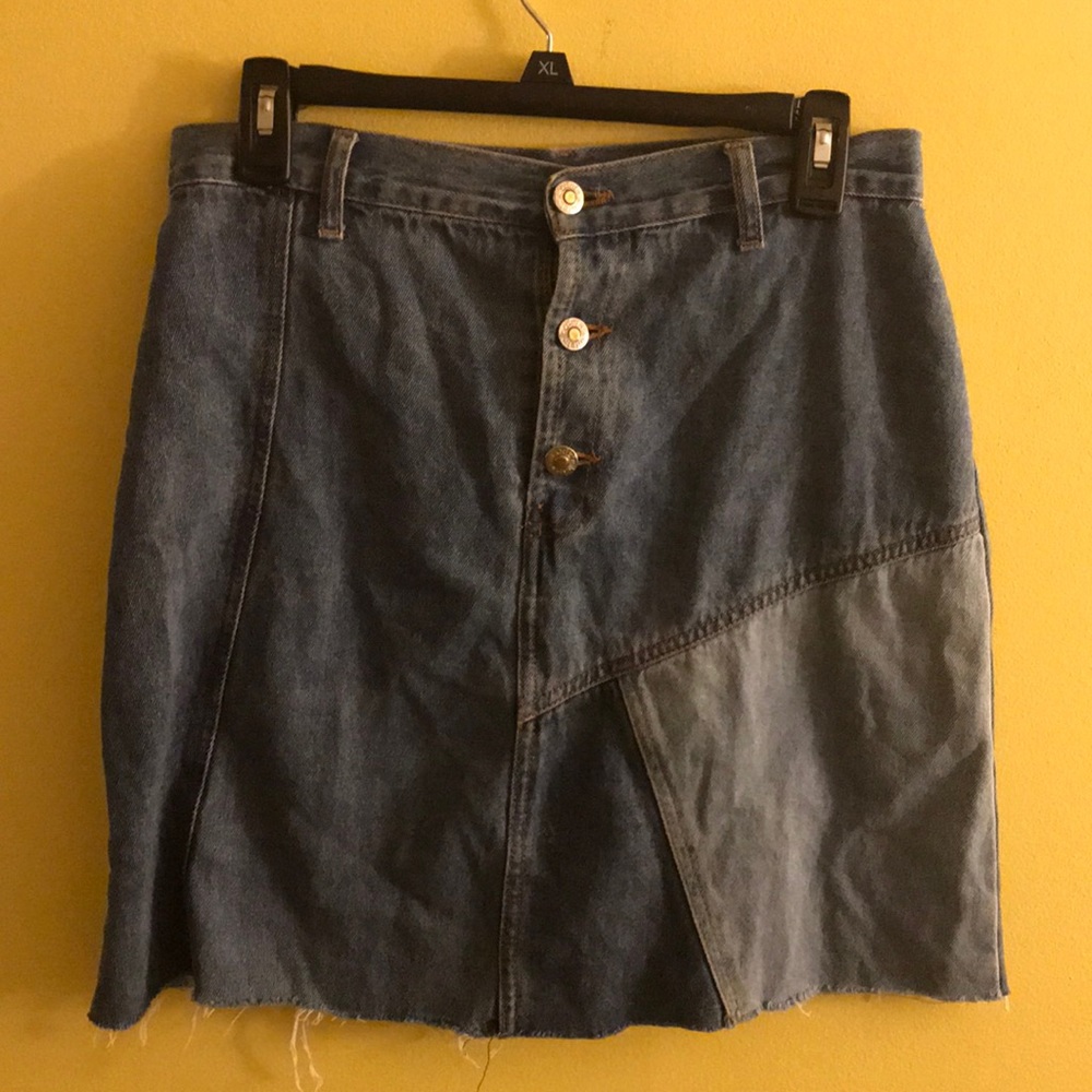 VINTAGE DENIM COLOR BLOCK SKIRT